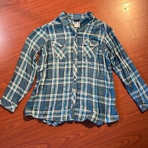 Torrid green plaid long sleeve blouse size‎ 2